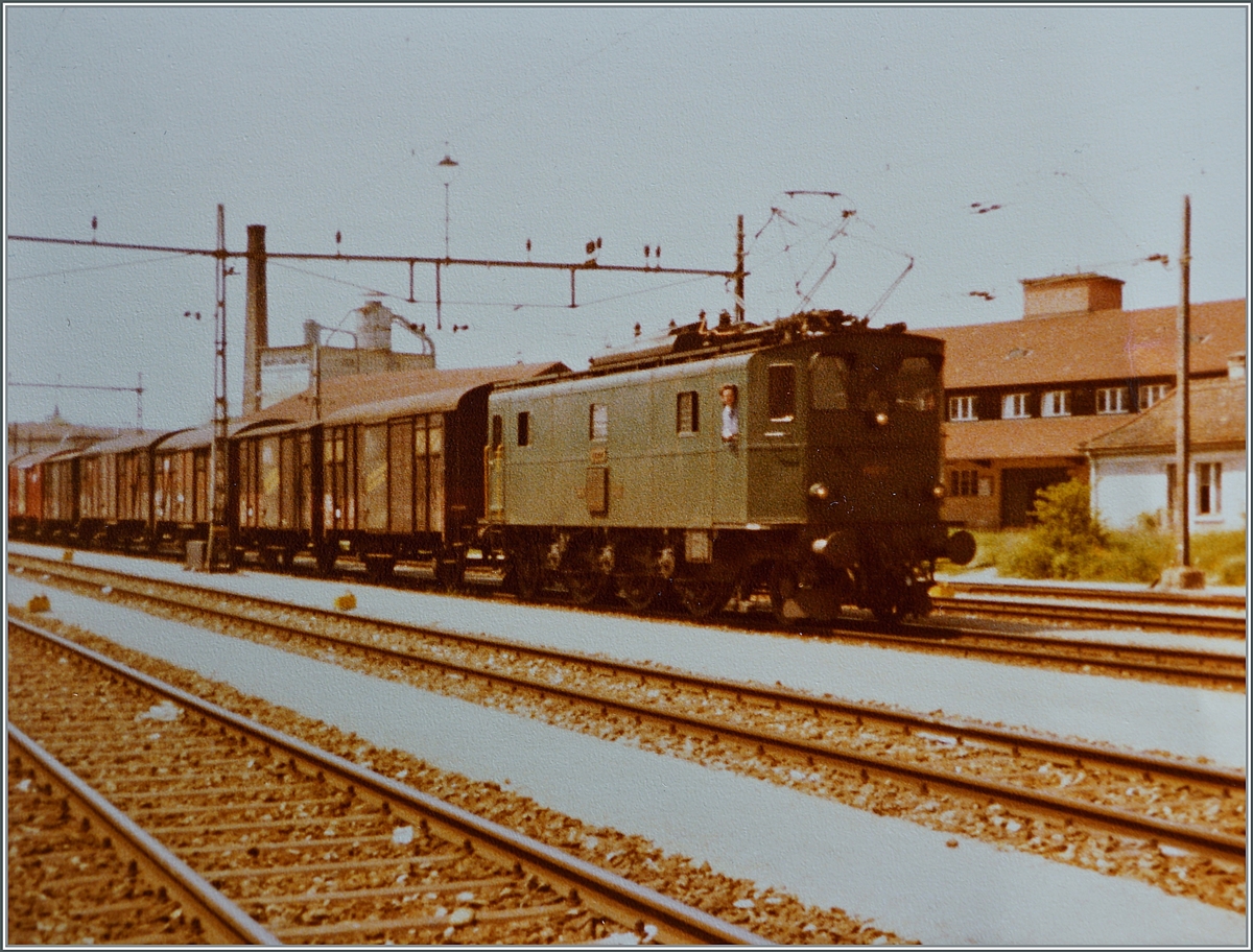 Eine SBB Ae 3/5 wartet in Aarau (Rangierbahnhof) mit dme Gütrzug 8650 auf die Abfahrt.

Analogbild aus dem Jahre 1982