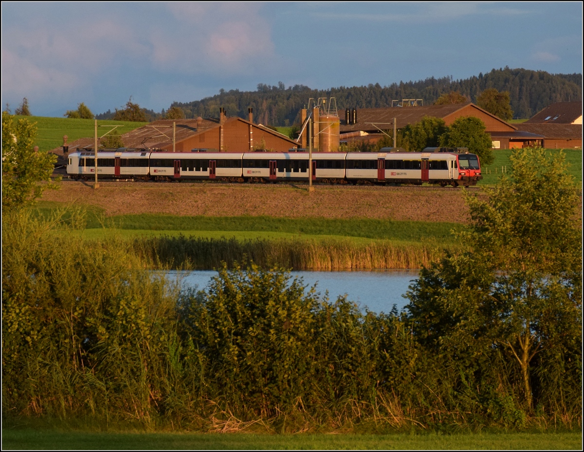 NPZ Domino RBDe 560 am Abend in Egolzwil. August 2021.