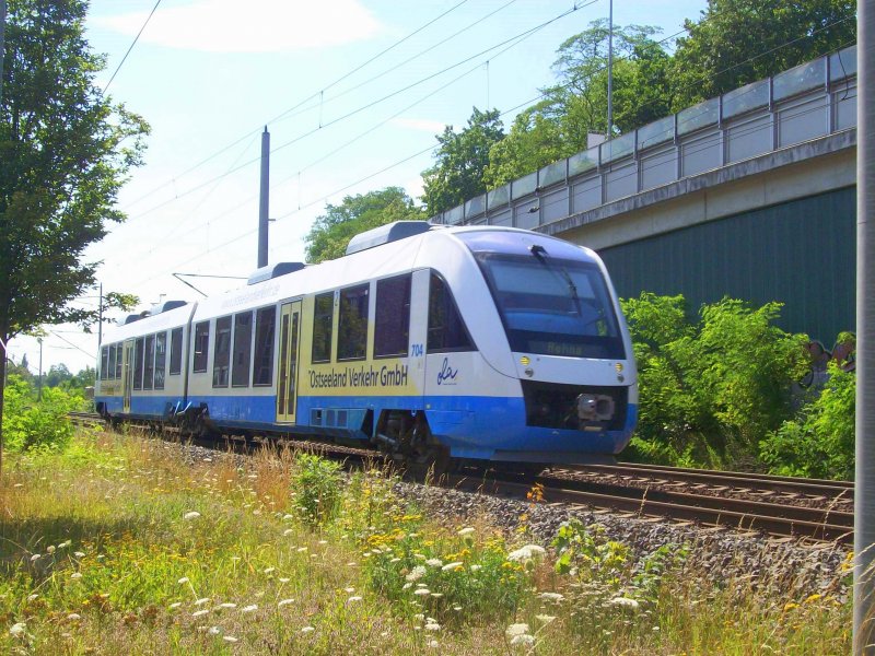 OstseelandVerkehr GmbH VT 704 auf dem Weg nach Rehna bei Schwerin am 27 Juli 2009