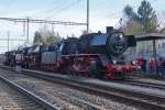 Grosser Bahnhof Wohlen: Die Ankunft des Dampfzuges mit drei Dampflokomotiven vermochte eine sehr grosse interessierte Zuschauermenge zu mobilisieren.