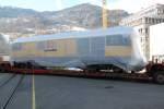 Soeben aus Deutschland eingetroffen,das zweite Infrastruktur Fahrzeug der RhB,Gmf4/4 D2 Nr.28702(Schalker Eisenh�tte Maschinenfabrik GmbH)in der HW Landquart.21.01.15 