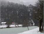 Der Zentralbahn Be 125 013 erreicht in Kürze von Innertkichen kommend die Haltestelle Aareschlucht West.
