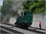 Die Kohlebefeuerte Brienz Rothorn Bahn (BRB) H 2/3 N° 6 rangiert in Brienz.