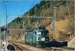 Der BLS Be 4/4 im Plandienst im Regionalverkehr auf der Lötschberg Südrampe, verlässt Hohtenn.