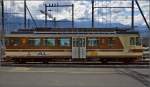 Triebwagen BDeh 4/4 311 der Aigle-Leysin-Bahn (AL), der Wagen scheint beiderseits einen F�hrerstand zu haben, obwohl er asymetrisch f�r den Betrieb mit einem Steuerwagen gebaut wurde.