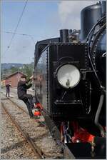 Blonay-Chamby Bahn Ambiente in Blonay mit der (angeschnittenen) G 2x 2/2 105.